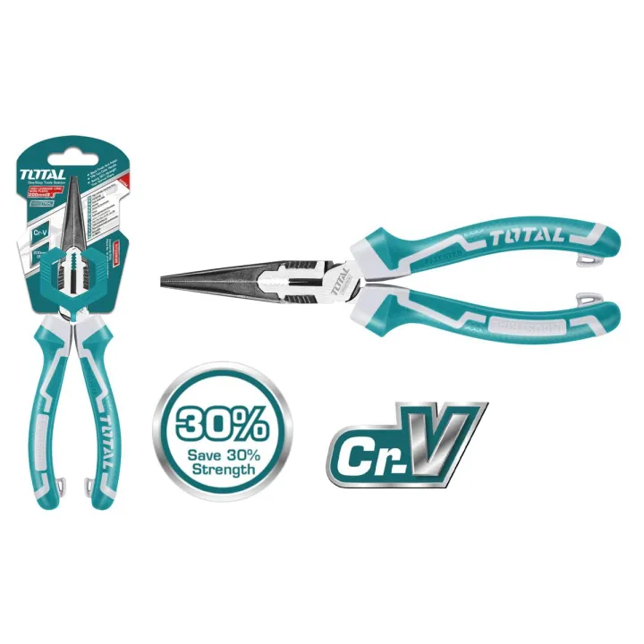 long Nose Pliers High Leverage 8" TOTAL-THT220806S - Copy